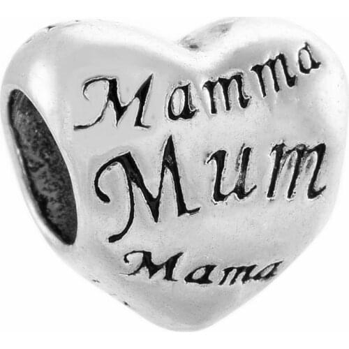 Heart Shaped Simple perles pour la fabrication de bijoux Letter MOM Beads Charm Bead For Womens Bracelets