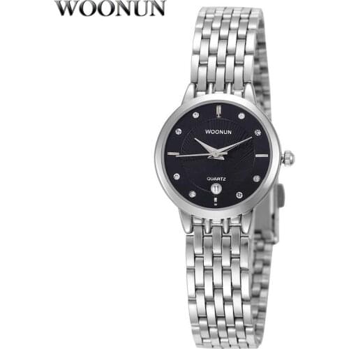 Relogio feminino 2020 WOONUN Ladeis Watches White Rhinestone Quartz Wrist Watches For Women Geneva Watch Women Full Steel