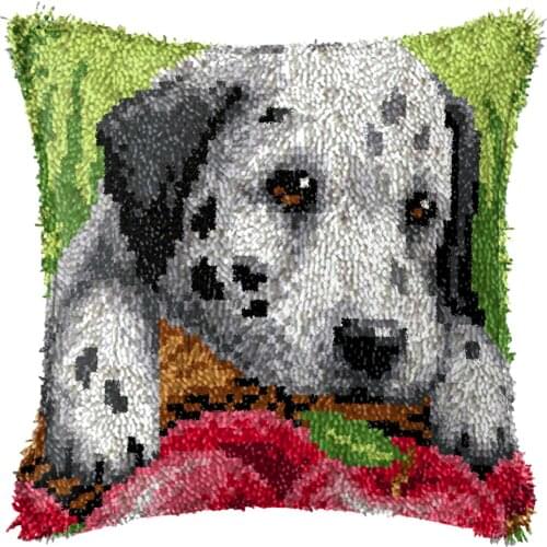 Animal Dog Series Latch Hook Kits Rug Dogs 3D Embroidery DIY Pillow Segment Embroidery Wool Cross Stitch Carpet Cute Floor Mat