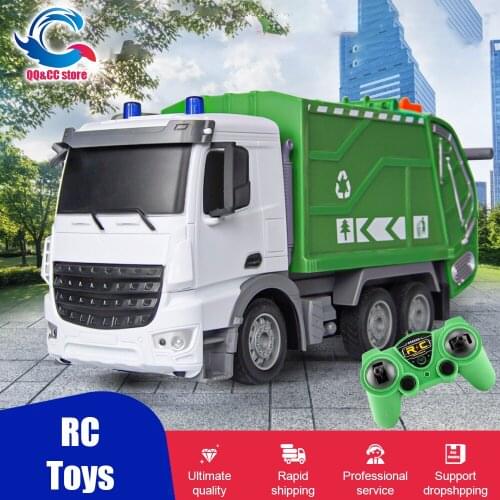 1:24 RC Garbage Truck Bulldozer Caterpillar Tractor Model Engineering Vehicle Excavator Remote Control Fire Truck Toy for Kid