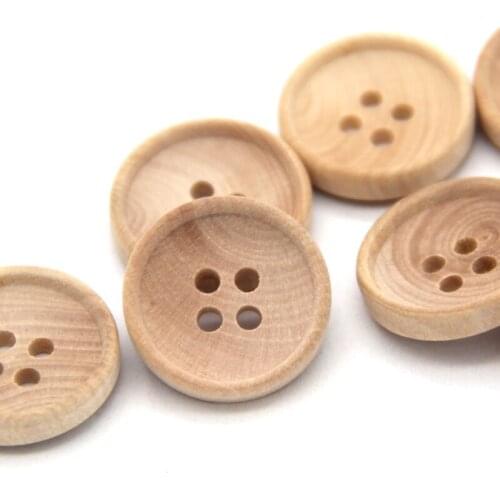 13mm 4 Holes Natural Round Wooden Cardigan Buttons For Clothes Children Jacket Handmade Decorative DIY Accessories Wholesale