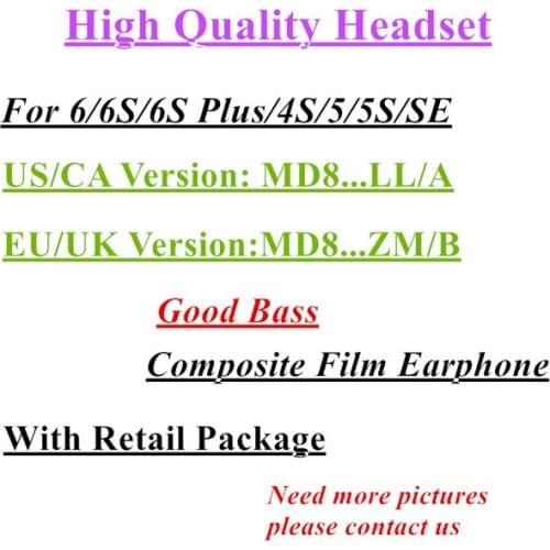 20pcs High Quality Headset 3.5mm jack in ear In-Ear Earphones With Remote Mic for Phone 5 5s 6 6s Plus Earphone With Retail Box