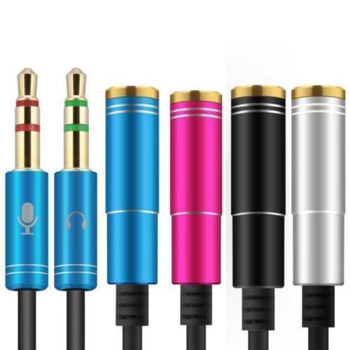 3.5mm Stereo Audio Male to 2 Female Headset Mic Y Splitter Black Cable Adapter