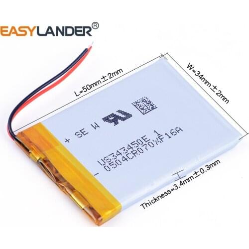 343450 3.7V 550mAh Rechargeable Li-Polymer Li-ion Battery For mp3 mp4 bluetooth earphone GPS toys POS DVR E-book US343450E
