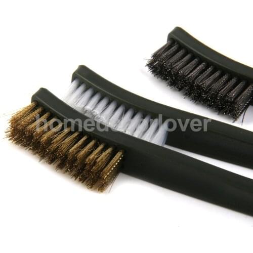 3x Wire Brush Set Welding Garage Cleaner Brass Stainless Nylon Cleaning Tool