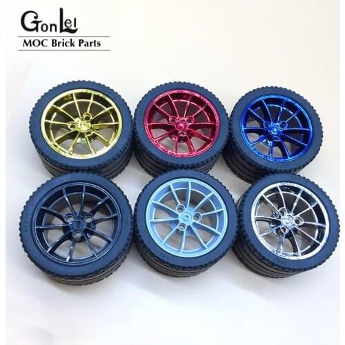 4Pcs/lot MOC 23799 + 23800 Wheel Hub Tire 81.6 * 44mm Wheel Connector Parts for Automobile Building Block EV3 Assembly DIY Toys