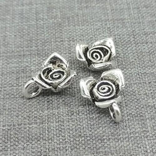 925 Sterling Silver Rose Flower Charms for Bracelet Necklace