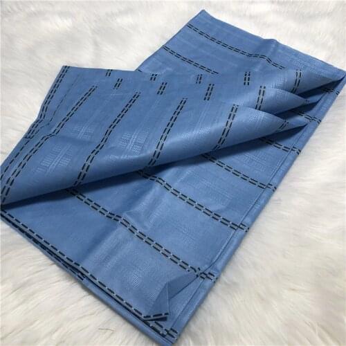 5 Yards Sky Blue African atiku fabric for man for garment 100% cotton Nigerian atiku textile atiku offical store
