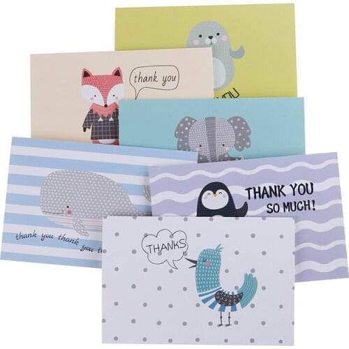 6pcs/set thank you cards birthday card note cards with envelopes for kids