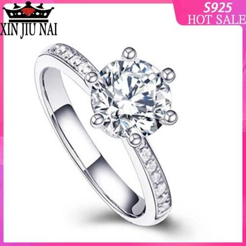 925 sterling silver White Non-fading High Toe Six-claw Group Set Ring Making Spot Womens Wedding Ring Non-pure