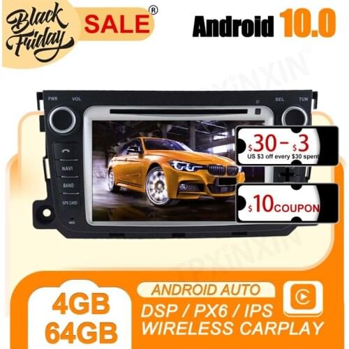 Android 10 PX6 for BENZ SMART 2013 204 2015 Carplay GPS Car Navigation Multimedia HD Video Touch Screen Stereo DVD Player Radio