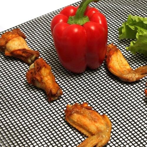 Non-stick Barbecue Mesh Reusable Heat Resistance Mat Replacement Mesh Grilling Mesh Pads Kitchen BBQ Accessories