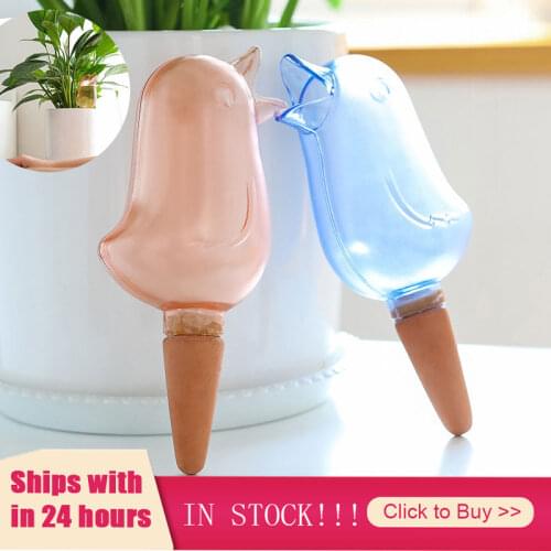 1pc Cute Transparent Bird Shape Automatic Drip Irrigation Tool Spikes Flower Plant Garden Supplies Useful Self-Watering Device