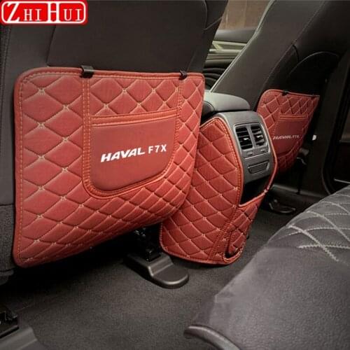 Car Leather Anti Kick Mat Pad Car Anti-kick Protector Mats Seat Back Protector For GWM Haval F7 F7X 2019 2020 2021 Accessories