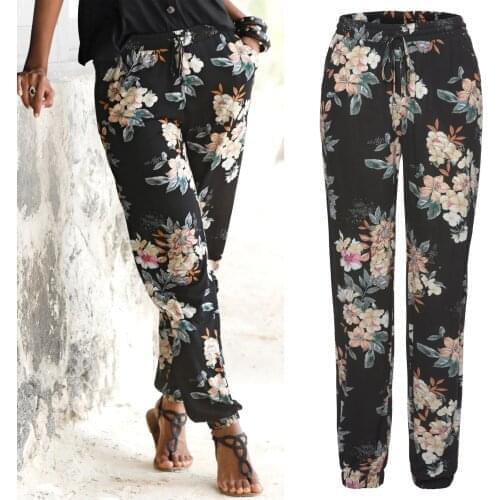 Trendyland Harajuku Women High Waist Printing Trousers Long Pants Boho Beach Pockets Pant Streetwear Korean Clothing Ropa Mujer