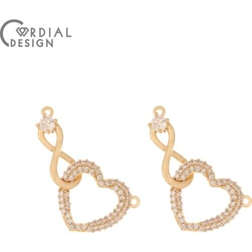 Cordial Design 30Pcs 16*30MM Jewelry Accessories/DIY/Hand Made/Pendant For Necklace/Heart Shape/Jewelry Findings/CZ Charms
