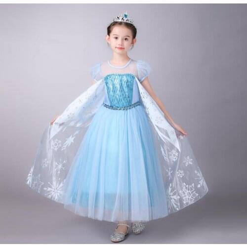 Kid Girls Fairy tale Snow Queen Elsa Princess Costume Halloween Anna Birthday Party Fancy Dress