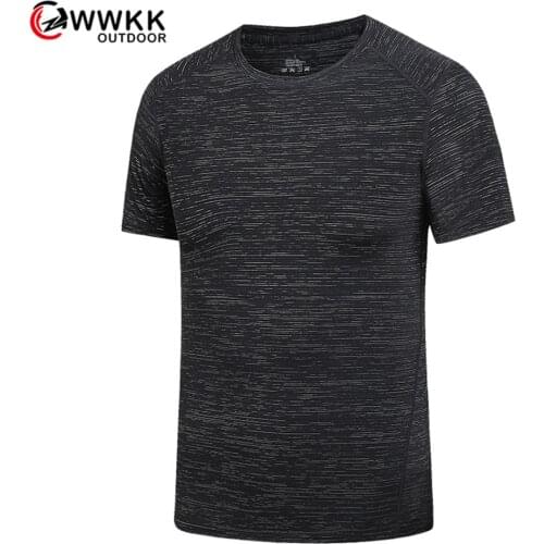 WWKK Mens Tee Shirts Round Neck Hiking T-shirt Travel Short Sleeve Breathable Quick-Drying Casual Stretch Tops Camping T-Shirts