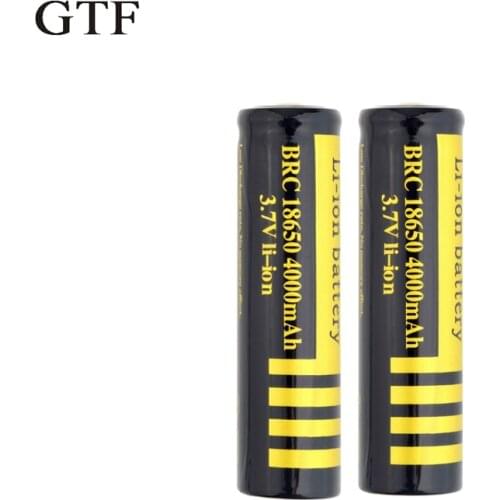 GTF 2pcs/lot 18650 Battery 3.7V 4000mAh Rechargeable Li-ion Battery for Flashlight Torch 18650 Battery accumulator battery