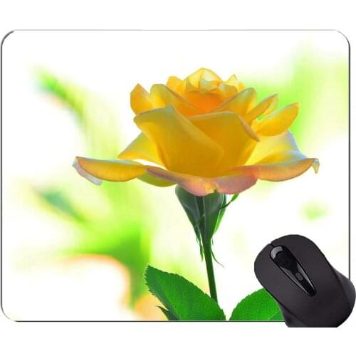 Gaming Mouse Mat,Yellow Flower Earth Macro Rose -Stitched Edges