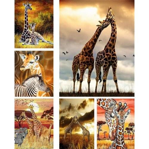 Full Square round Drill Diamond Painting Giraffe 5D DIY Handmade Gift Diamond Embroidery Mosaic Animal Decor For Home Full Kits