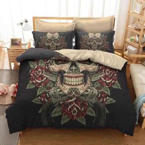 3d Flower Bedding Set Queen Size Sugar Skull Duvet Cover Set with Pillowcase Twin Full King Bedroom Comforter Set Home Textiles