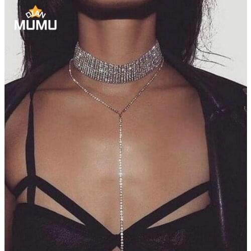 NEW Selling Rhinestone Choker Crystal Gem Luxury Chokers Collar Chocker Chunky Y necklace Women jewelry Accessories Gifts