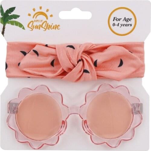 New Style Childrens Sunglasses Headband Set Cute Baby Sunflower Cartoon Toy Sunglasses Adorable+ Polyester Headband H055