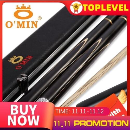 O'MIN ENLIGHTEN 3/4 Piece Snooker Cue with Case with Extension 9.5/10mm Tip Black 8 Cue Billiard Cue Stick Ash Snooker Cue