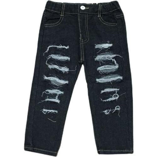 GirlyMax Fall Winter Girls Long Holed Denim Pants Kids Jeans