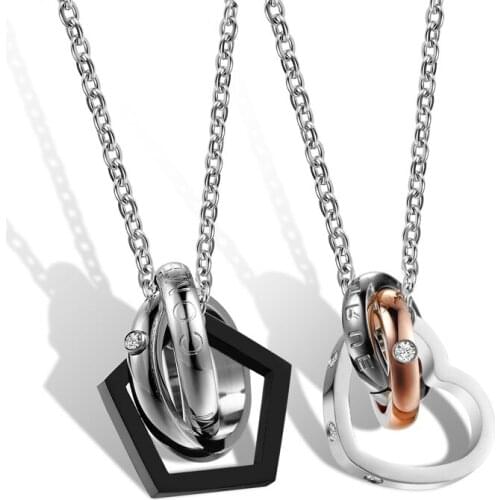 Couple Jewelry Heart Necklaces Black Couple Necklace Stainless Steel Pendants Necklace Lover Gift