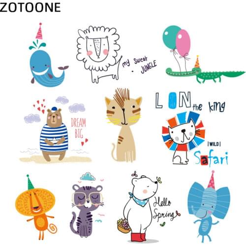 Iron on Transfers Cute Animal Patches for Clothing Stickers on Clothes for Kids Child T-shirt DIY Patch Heat Transfers Appliques