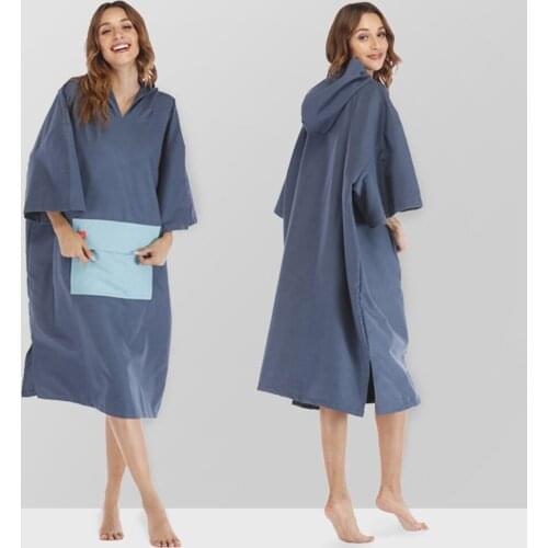 Microfiber Wetsuit Changing Robe Poncho With Quick Dry Hooded Towels For Swim Beach Surf Poncho Compact Lightweight 2021 New