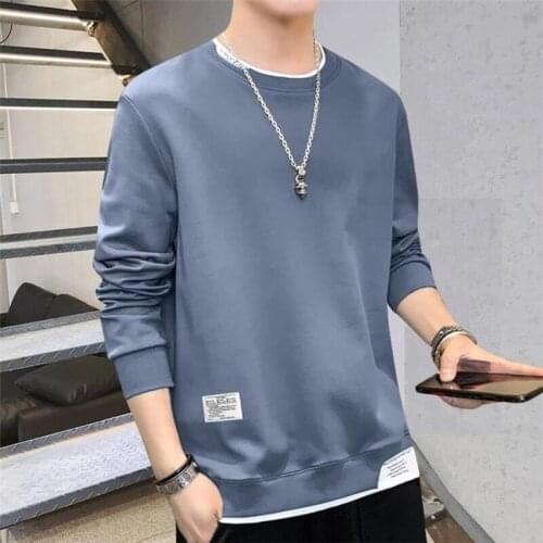 Casual Tshirt for Men Autumn 2021 Fashion Street Style Long Sleeve Pullover O-neck Top Loose T-shirt Camiseta Para Hombre