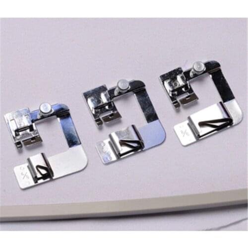 1xDomestic Sewing Machine Foot Presser Rolled Hem Feet Selvage Crimping Presser Household Sewing Machine Accessories Practical