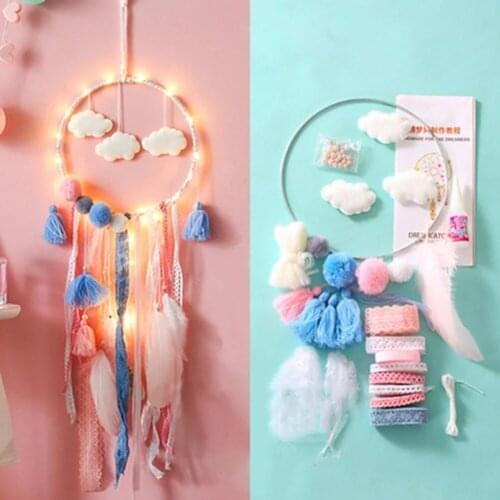 DIY Clouds Dream Catcher Girls Kawaii Room Decor Ornaments Nordic Wall Hanging Decor Wind Chimes Kids Party Gift