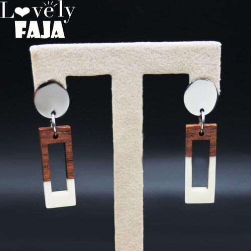 2021 Fashion Resin Woon Stainless Steel Stud Earings for Women Silver Color Geometric Earrings Jewelry envio gratis E612838