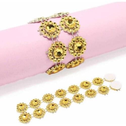 Crystal Net Crystal Sunflower Flower Napkin Rings Holder Buckle Strap Hotel Home Wedding Christmas Party Chair Table DIY Decor