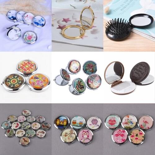 TY344 Portable Double Sides Folding Mirrors Foldable Woman Cosmetic Mini Beauty Magnifying Mirror Pocket Metal Makeup Compact