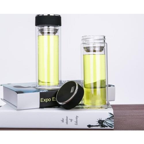 New Double Wall office cup Bottles Tumbler Glass Tea Drinking, Teacup Coffee Water pot tea cup,Water Bottle cups Vacuum Flask