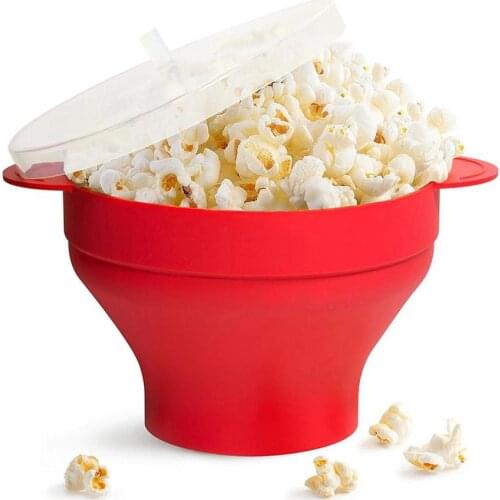 3 Colors Microwave Popcorn Bucket Silicone Foldable High Quality DIY Popcorn Bucket Bowl Maker With Lid Kitchen Accessories