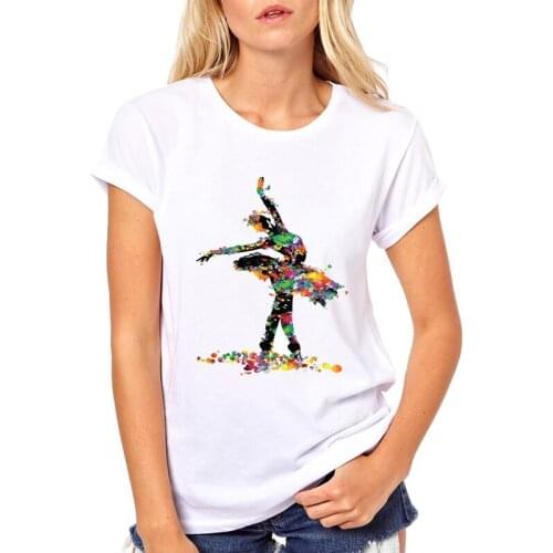 2019 Dance with paint splash T-shirt For Women short sleeve Dance T Shirt Pose T-Shirt harakuju design Tops Tees