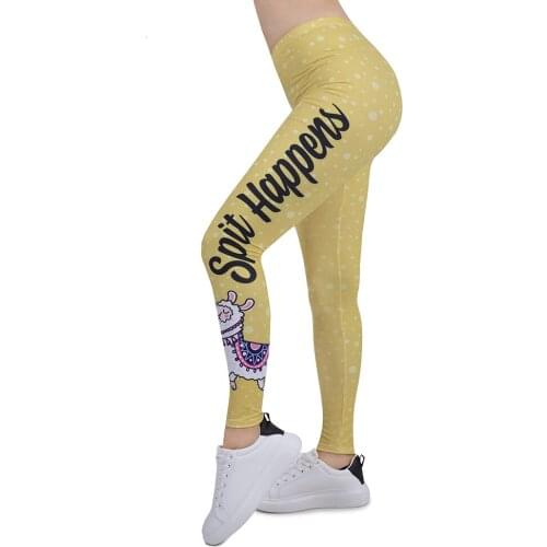 New Design Women Legging Funny Alpaca Printing Leggins Slim High Elasticity Legins Fitness Leggings Female Pants