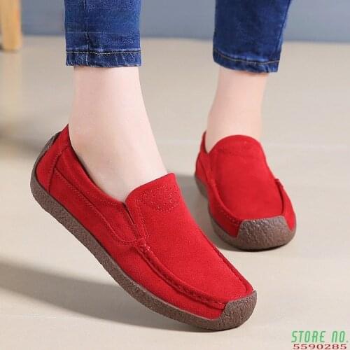 Spring Autumn Shoes Woman Slip On Women Sneakers Cow Suede Leather Flats Casual Womens Loafers Moccasins Female Shoe