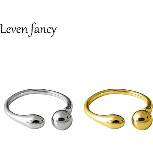 925 Sterling Silver Ring Water Drop Ring Adjustable 18k Gold Ring For Women Elegant Fine Jewelry Silver Ball Korean Accessories