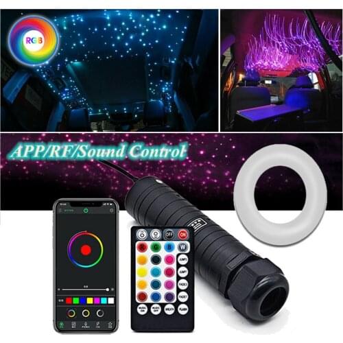 Car Roof Star Lights Dc12v 6w Rgb Led Plastic Fiber Optic Light Rf Remote Control 0.75mm Optical Fiber Lighting