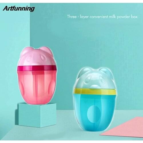 Artfunning Baby Milk Powder Dispenser Container Three Lattice Infant Baby Food Storage Portable Food Container 1pcs