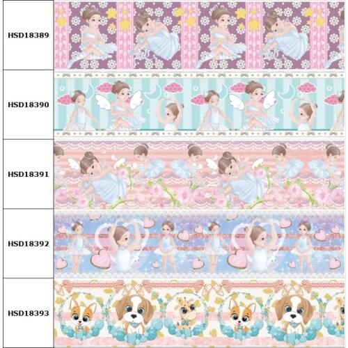 10yard Cartoon Sister Dancer Rabbit Printed Grosgrain Ribbon Accessory Hairbow Headwear Decoration DIY Wholesale OEM 38MM 75MM