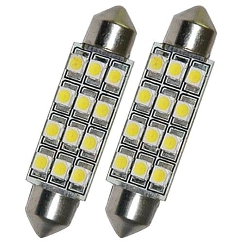 2 x Car Dome 12 3528-SMD LED Bulb Light Interior Festoon Lamp 42mm White New 8P2W