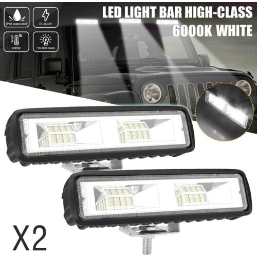 2pcs 48W 16 LED Car Work Lights Bar Flood Fog Lamp Offroad Driving Truck SUV ATV Headlight IP68 Parts Accessories